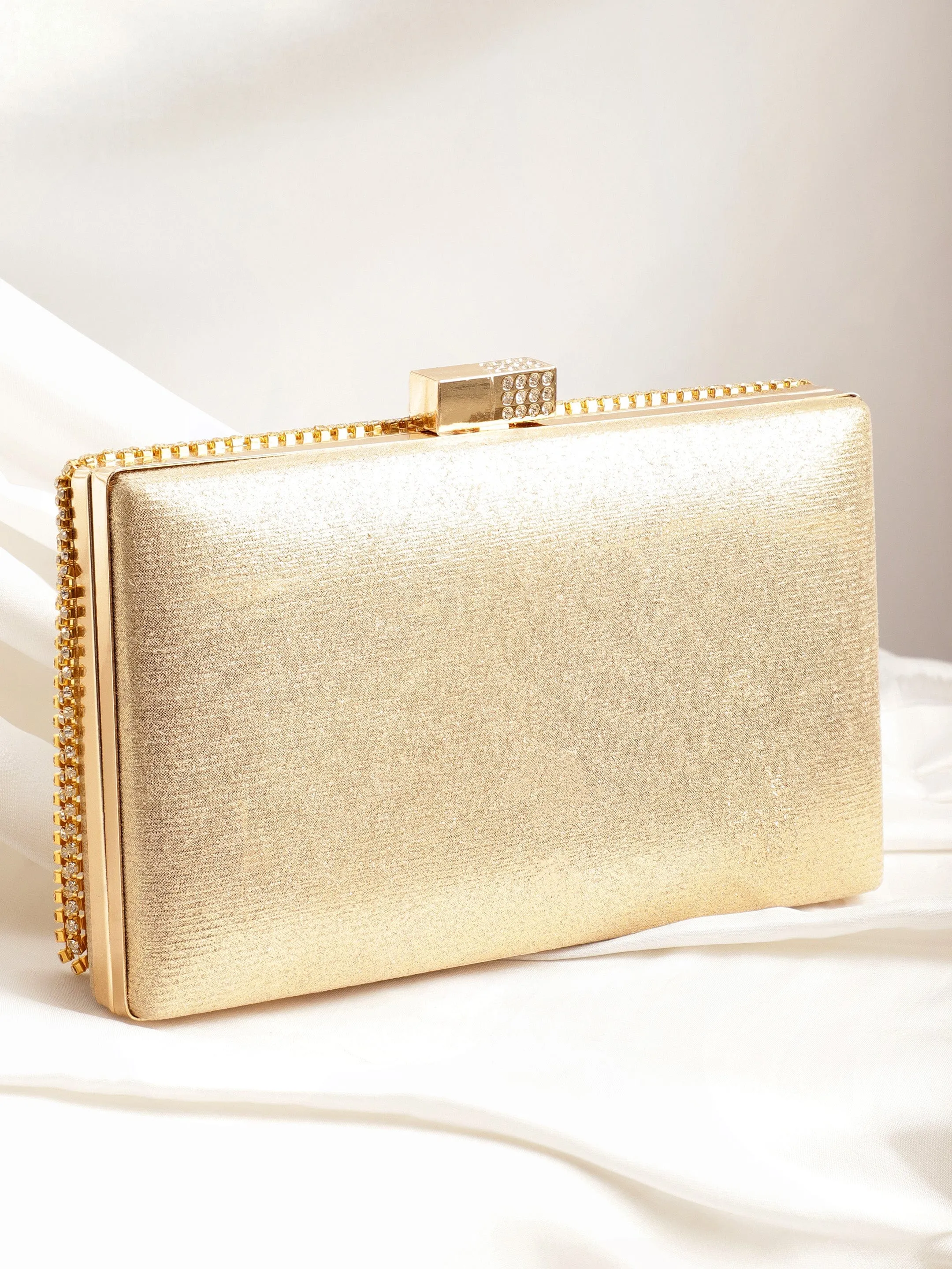 Rubans Cream With Dazzling Crystal Zirconia Embellished Contemporary tassels Clutch handbag