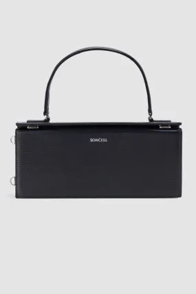 Structured rectangle shoulder bag in black