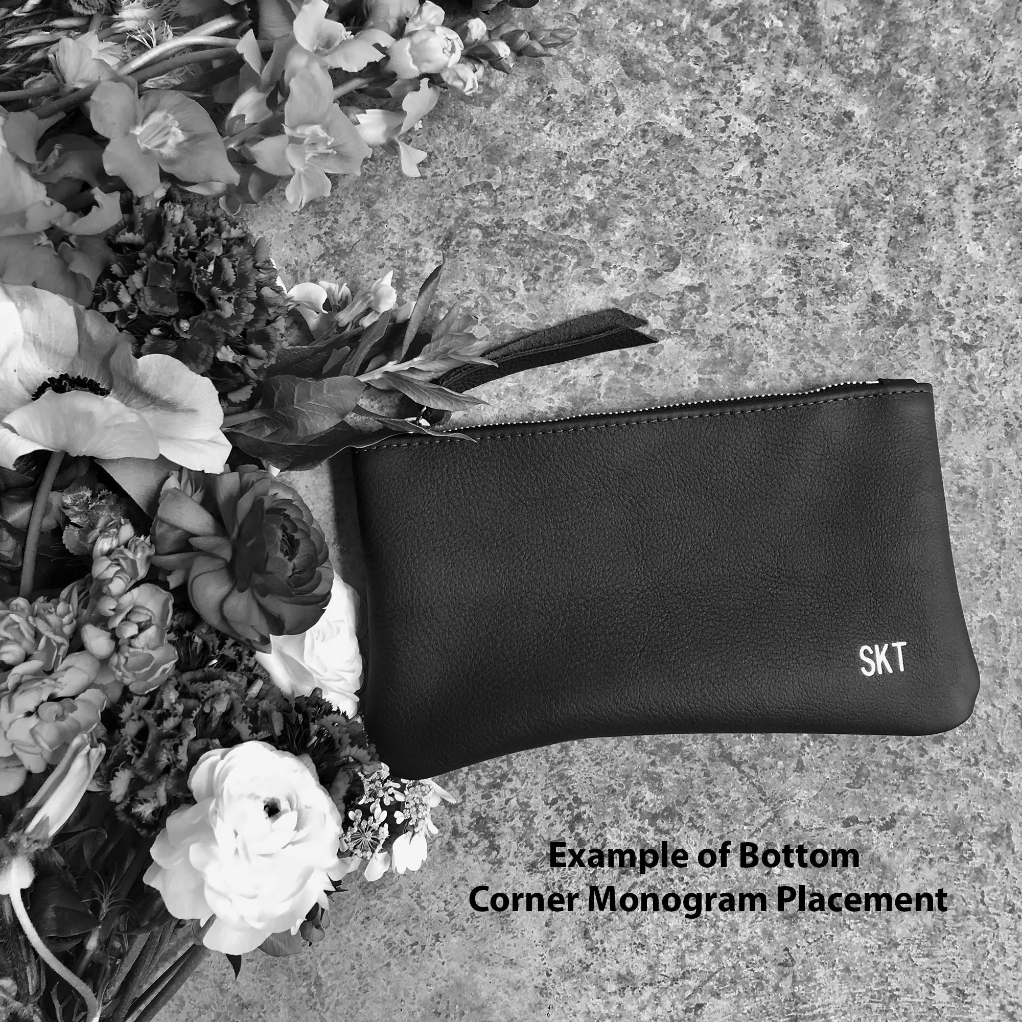 Summer Seconds Sale - Personalized Leather Zip Clutch - Soft and Slouchy Black No. 2