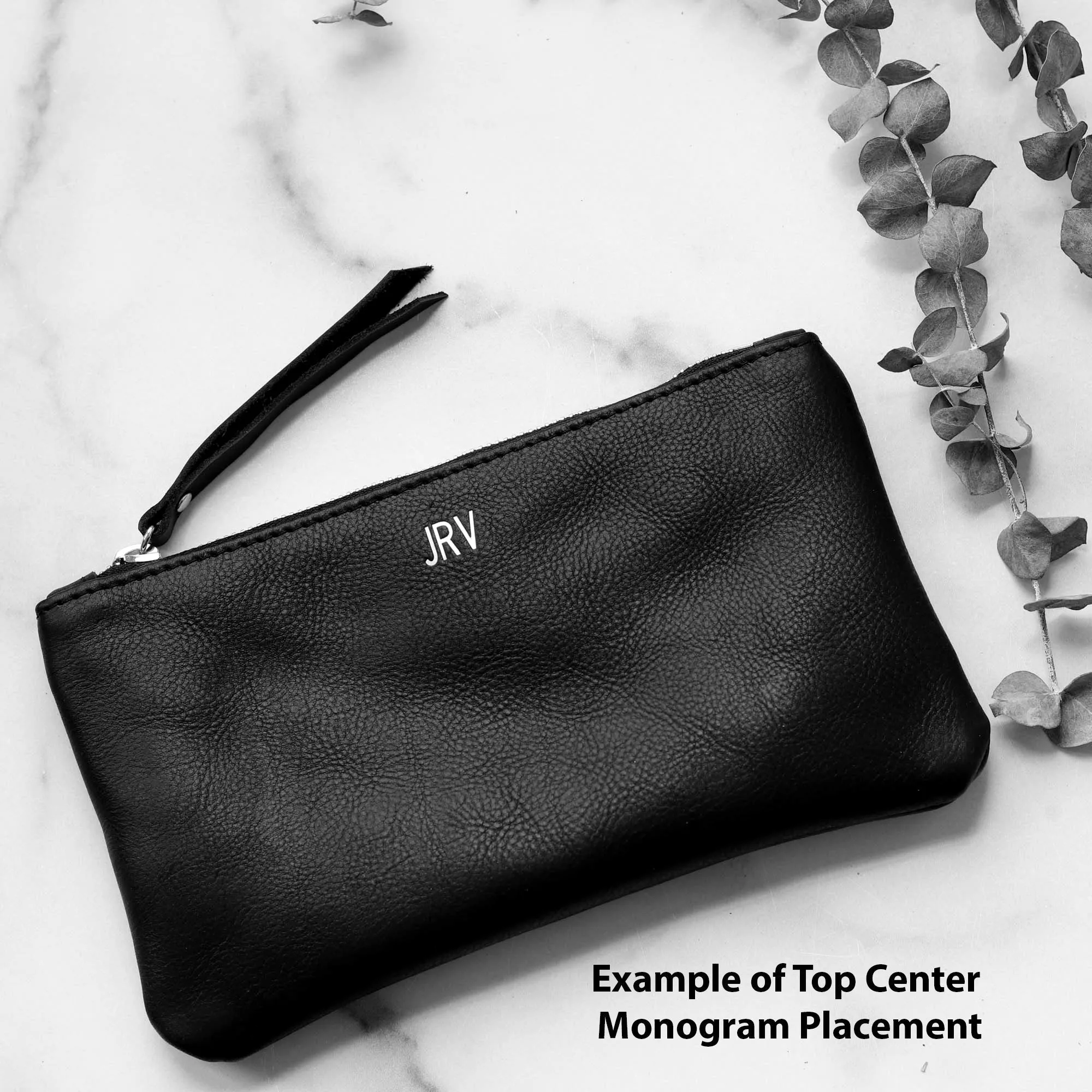 Summer Seconds Sale - Personalized Leather Zip Clutch - Soft and Slouchy Black No. 2