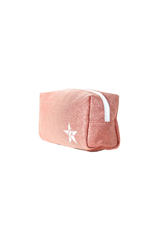 Sweet Coral Rebel Makeup Bag with White Zipper