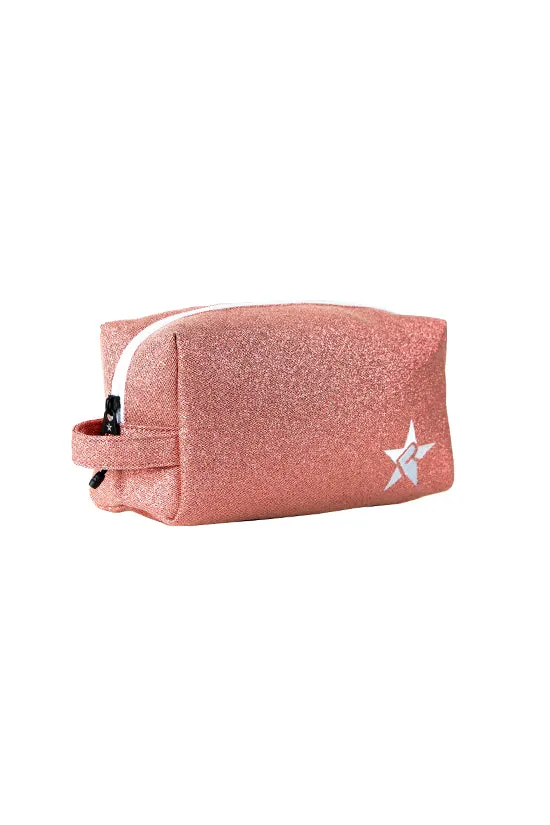 Sweet Coral Rebel Makeup Bag with White Zipper